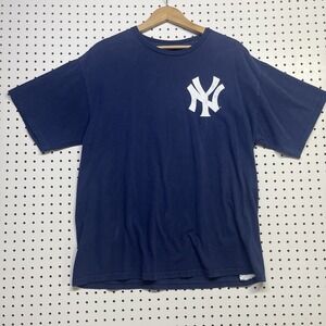 Majestic Shirt Men's XL Blue New York Yankees Derek Jeter #2 Jersey T-Shirt #262